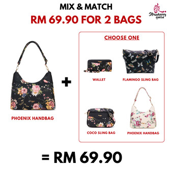 PHOENIX HANDBAG - FLORAL BP, BLACK