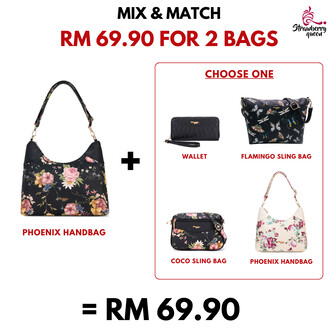 PHOENIX HANDBAG - FLORAL BP, BLACK